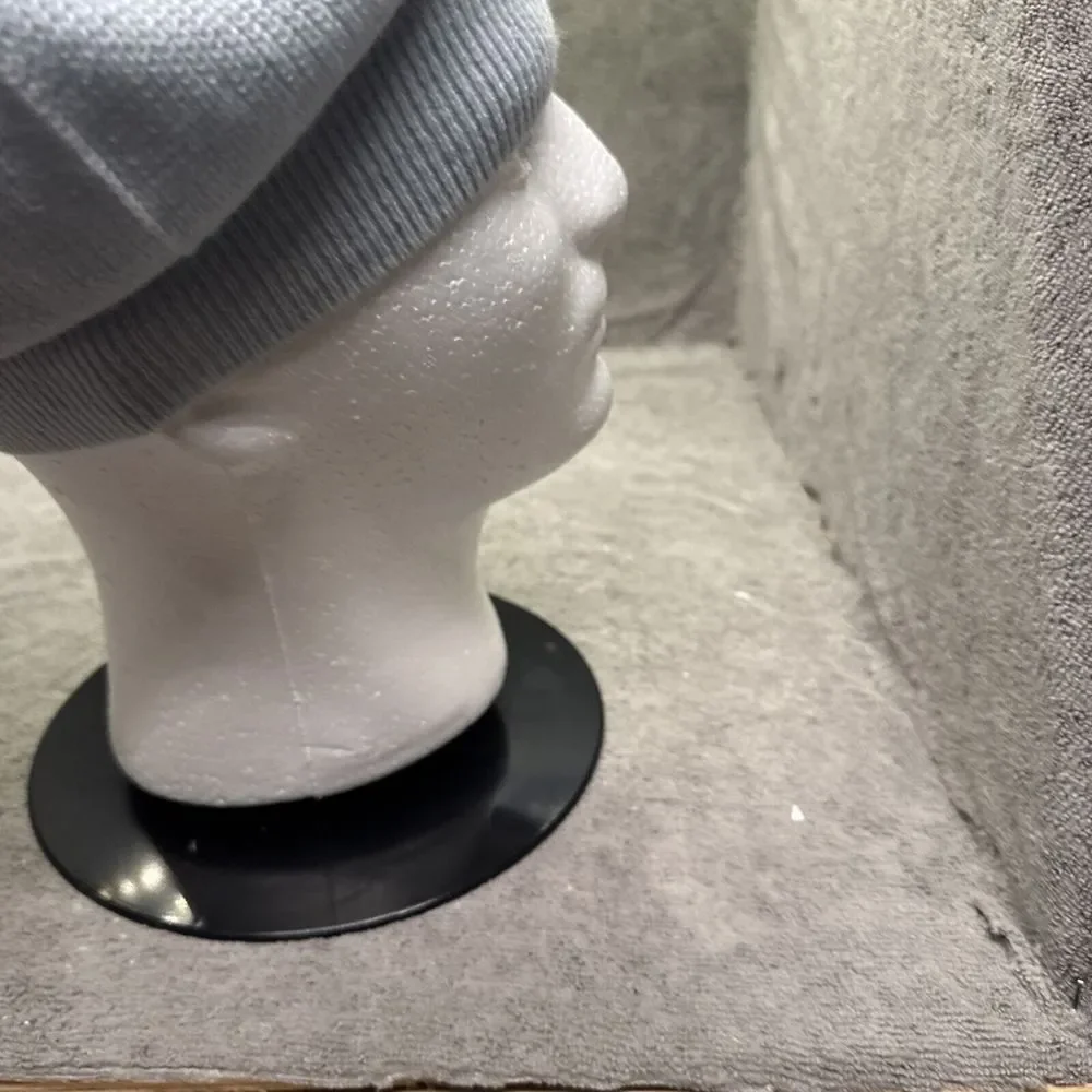 Waysoft 100% Cashmere Beanie Hat Knit Pale Blue Ribbed Luxury Cap‎ Apres Ski
